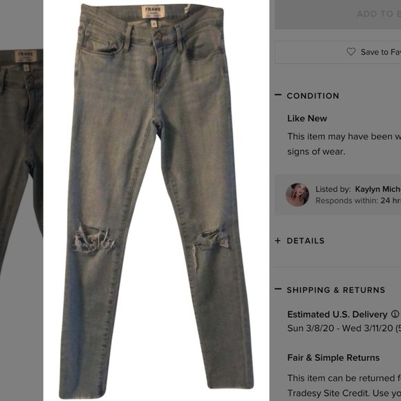 Frame Denim Jeans - Picture 1 of 6